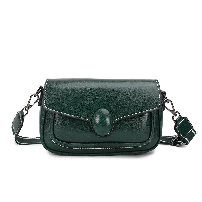 Small Square Bag Genuine Leather Crossbody Bag for Women's 2024 New Wide Shoulder Strap Genuine Leather Commuting Shoulder Bag