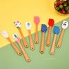 1pc Wooden Handle Cake Silicone Spatula Nonstick Cream Butter DIY Baking Scraper Kitchen Batter Mixer Chocolate Pastry Blenders