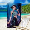 1pc KPop Demon Hunters ZOEY3 Beach Towel, Beach and Seaside Swimming Pool Equipment, Fashion Pattern, Rectangular, Travel Essentials