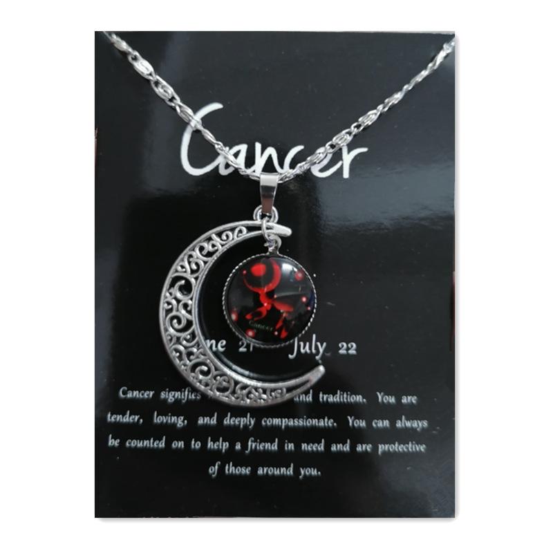 Новое европейское и американское светящееся ожерелье с двенадцатью знаками зодиака, винтажный кулон в виде луны, короткое ожерелье