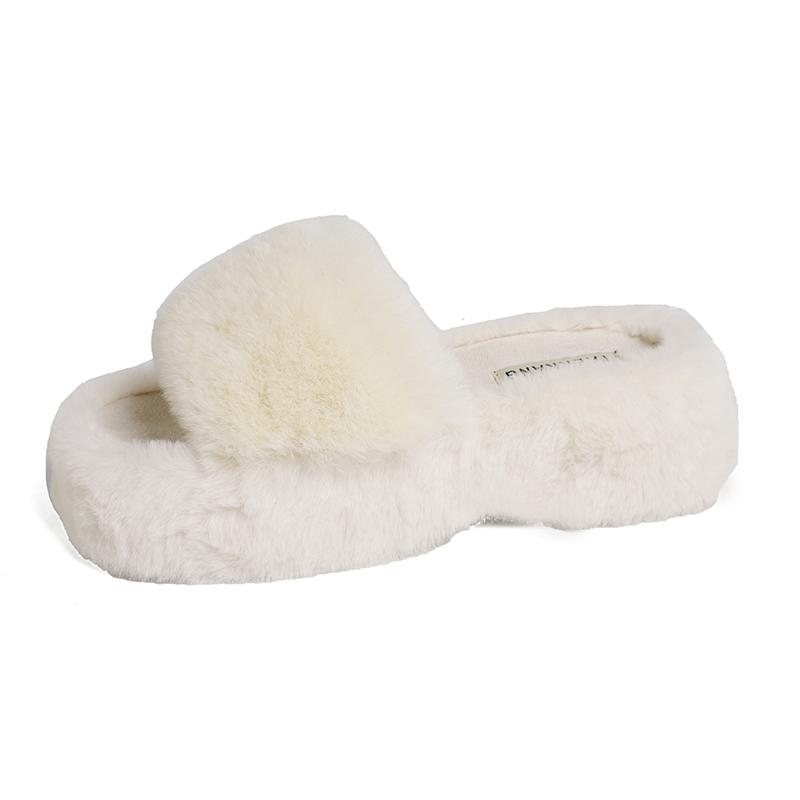 Модные женские утолщенные плюшевые меховые тапочки зимние туфли-лодочки на толстой платформе мюли женские хлопковые тапочки на толстой подошве шлепанцы