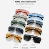 Oversized Double Bridge Frameless Sunglasses Vintage Square Frame Men's Shades Outdoor Gradient Lens UV Protection Sun Glasses