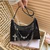 Cool Hot Girls Underarm Bags Purse Retro Punk Style Women Shoulder Handbags Chain Pu Leather Ladies Phone Crossbody Bag