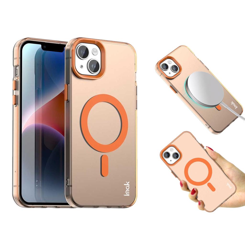 For iPhone 14 Plus Case Compatible with MagSafe Candy Color Anti Drop TPU+PET Back Cover