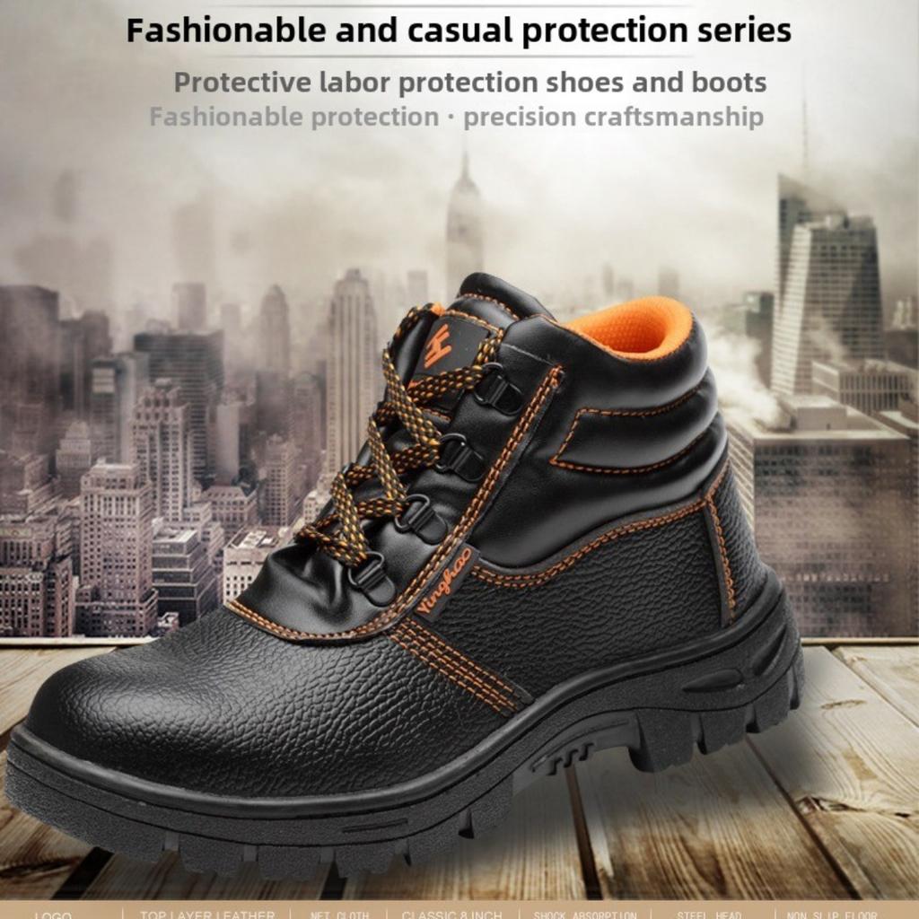 Обувь для страхования труда, мужская обувь с высоким берцем, устойчивая к ударам и проколам, защитная обувь для строительных площадок, рабочая обувь с резиновой подошвой