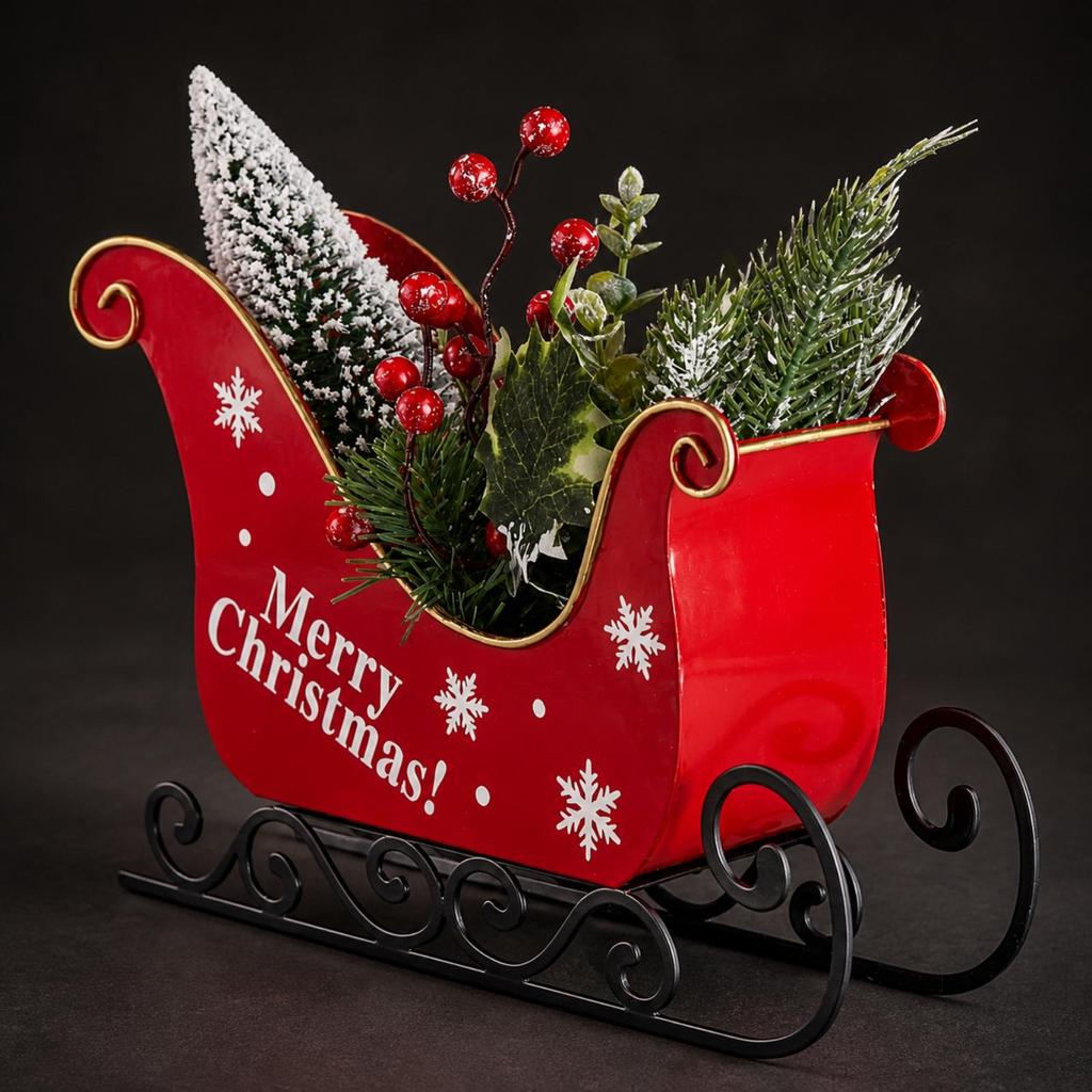 Christmas Sleigh with Lights Lighted Festive for Mantel