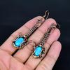 Sleeping Beauty Turquoise Earrings, 999 Copper Wire Wrapped Gemstone Jewelry, Handmade Earrings, For Thanksgiving