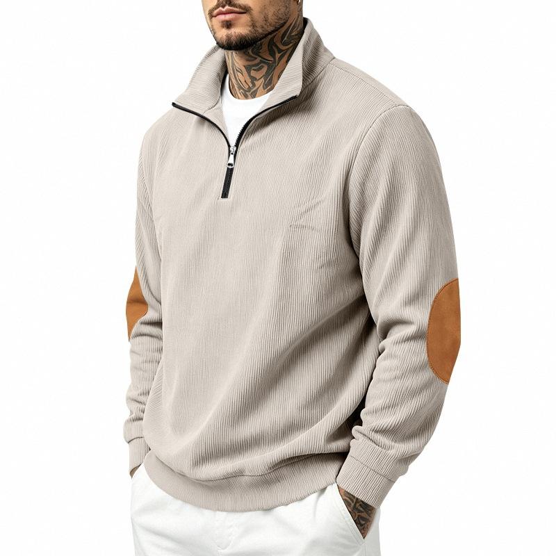 Autumn/Winter Stand-up Collar Half-Placket Zip-Up Sweatshirt: Stylish, Minimalist, Retro Men’s Sports Top
