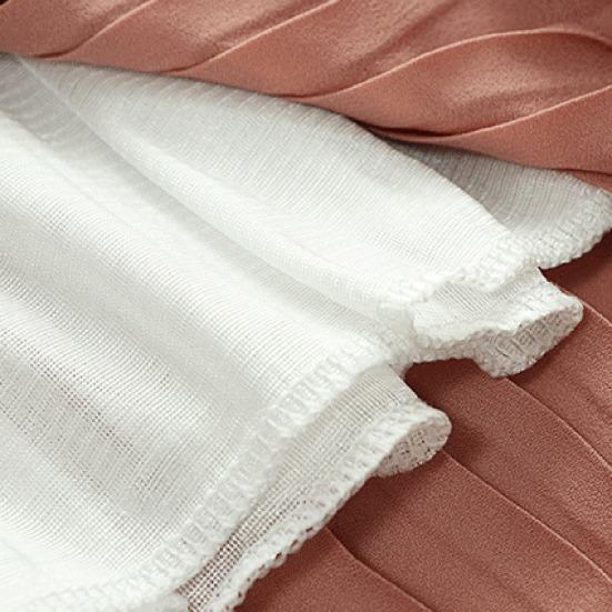 Women Pleated Midi Skirt Elastic High Waist Solid Color Smooth Outline Skirt Slimming Midi Skirt Daily Wear