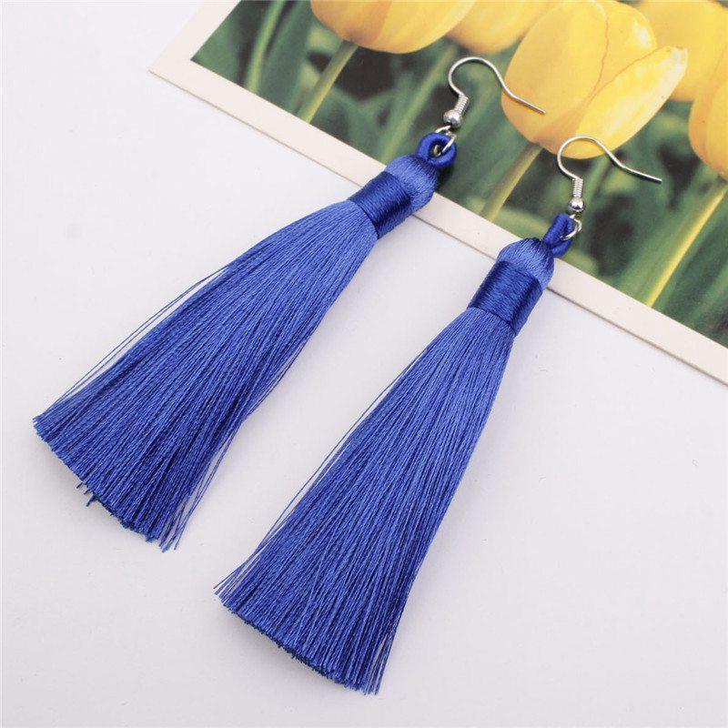 Серьги-кисточки, 1 пара, длинные, с узором, в стиле бохо, полихромные, подарочные серьги