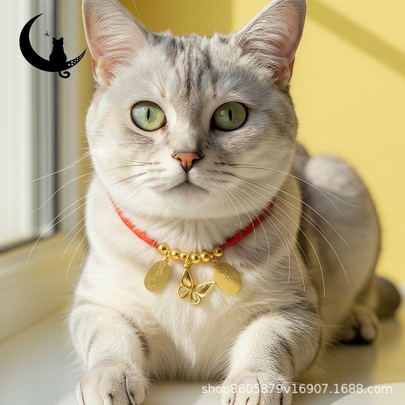 New pet collar, a festive and auspicious necklace for cats and dogs, adjustable for small breeds