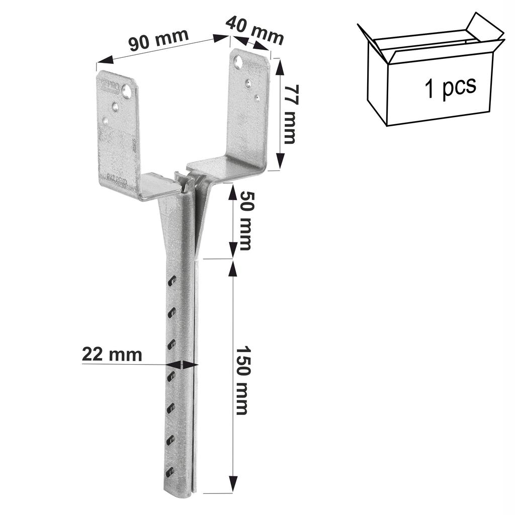 PBWS90Z pole base 90x40x77x200x22x3mm (1)