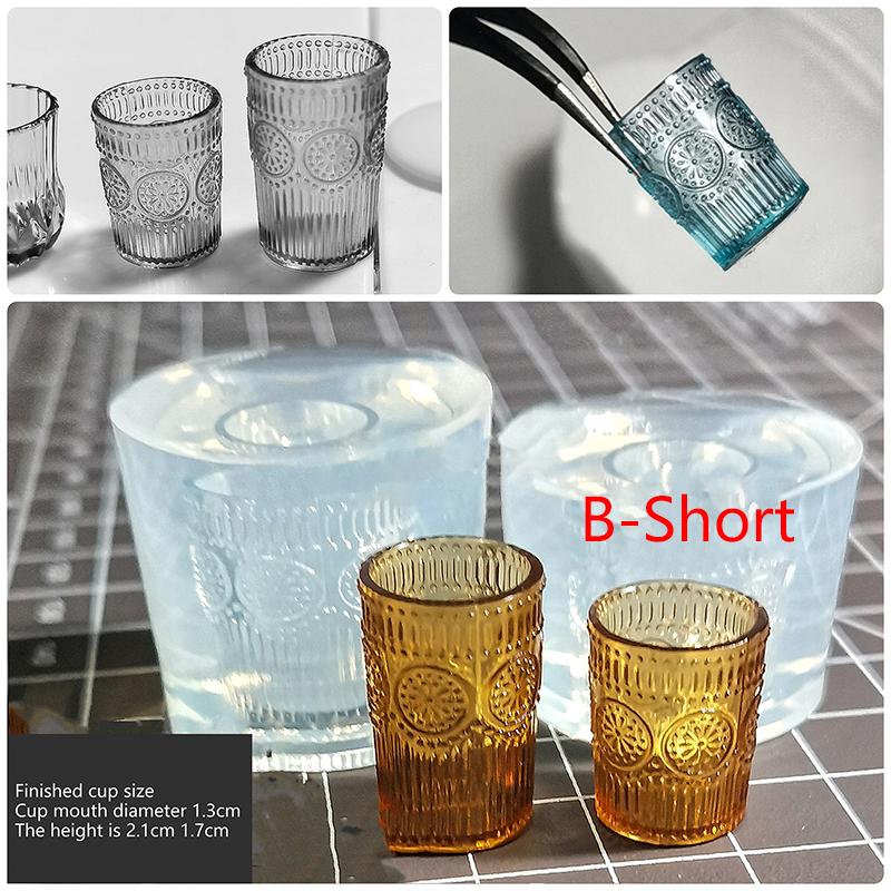 Мини-форма 1:12 миниатюрных стаканчиков для сока в кукольном домике, стаканчик для напитков, силиконовая форма для самостоятельной сборки, аксессуары для кукольного домика с УФ-клеем(Только плесень)