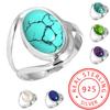 Кольцо из стерлингового серебра 925 пробы Женское Драгоценный камень Ручная работа Ювелирное изделие Подарок на День благодарения Синий Зеленый Фиолетовый Медный Бирюза Жемчуг Лазурит Перламутр Заявление