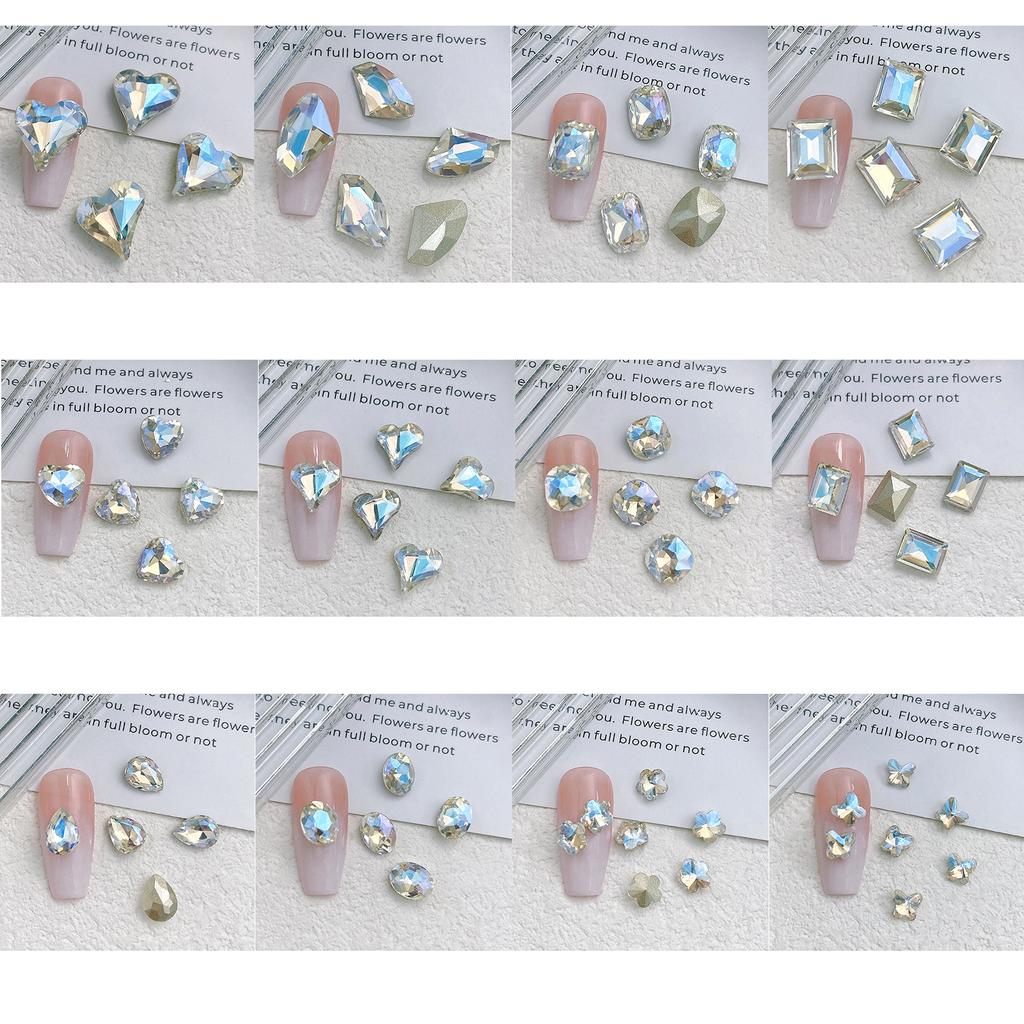 10x Heart Nail Charms Butterfly Nail Art Charms Waterdrop Nail Rhinestones Charms DIY Nail Supplies Manicure Accessories