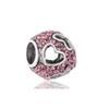 Fashion Pink Hope Charm Beads Suitable For Bracelets And Necklaces Romantic Heart Shape Women Jewelry