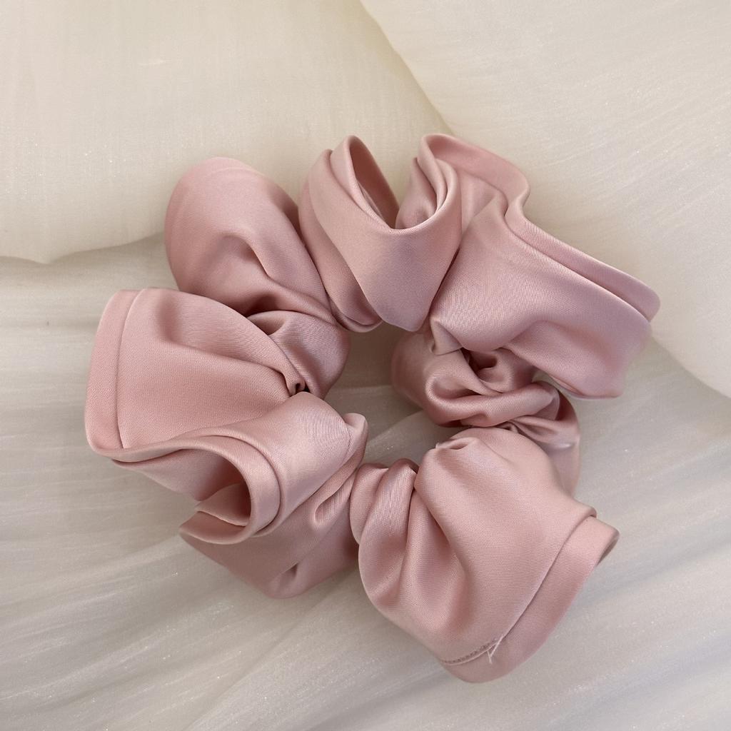 Сатиновая резинка для волос во французском стиле с оборкой, большая резинка-бант, аксессуар для волос для женщин, элегантная, роскошная, эластичная, удобная