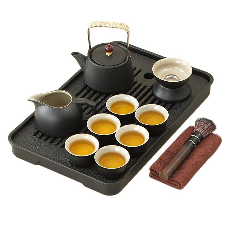 Black pottery Kung Fu tea set, tea tray 1011 new home young people drink tea, special teapot for making tea, a complete set of teacups