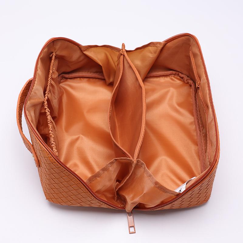 Роскошная плетеная косметичка-аккордеон с узором - большая вместимость, портативный дизайн для путешествий