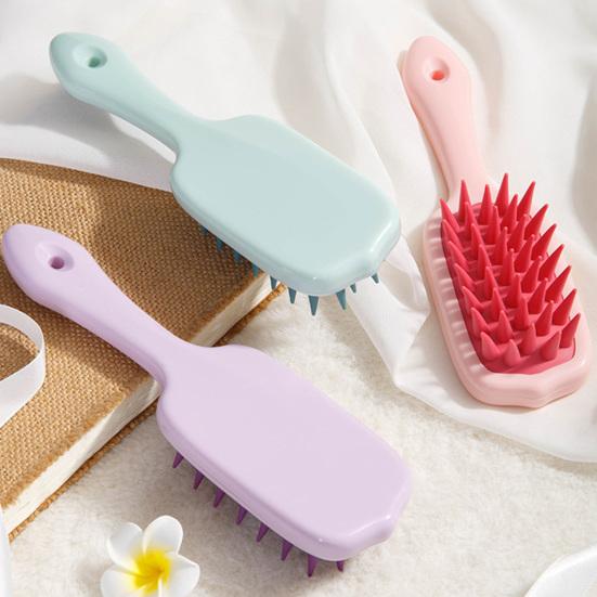 Массажер для кожи головы с ручкой, глубокая очистка, щетка для шампуня для волос, мягкая силиконовая щетина, уменьшает перхоть, способствует росту волос, нежный скруббер для насадки для душа