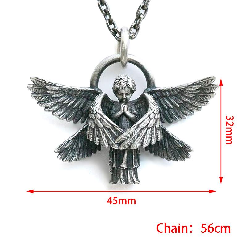 Классический ангел-кулон, ожерелье ручной работы с серафимом, молитвенный кулон, длинная цепочка на шею