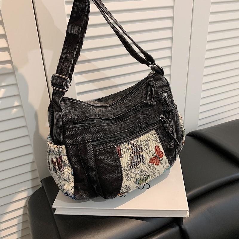 Джинсовая сумка Многосекционная сумка через плечо Женская сумка на плечо