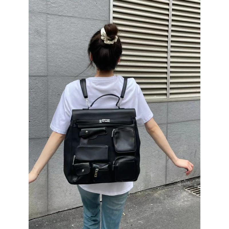 Дизайнерский мотоциклетный рюкзак с несколькими карманами унисекс из холста, школьная сумка, сумки для документов, сумки через плечо для женщин, лидер продаж