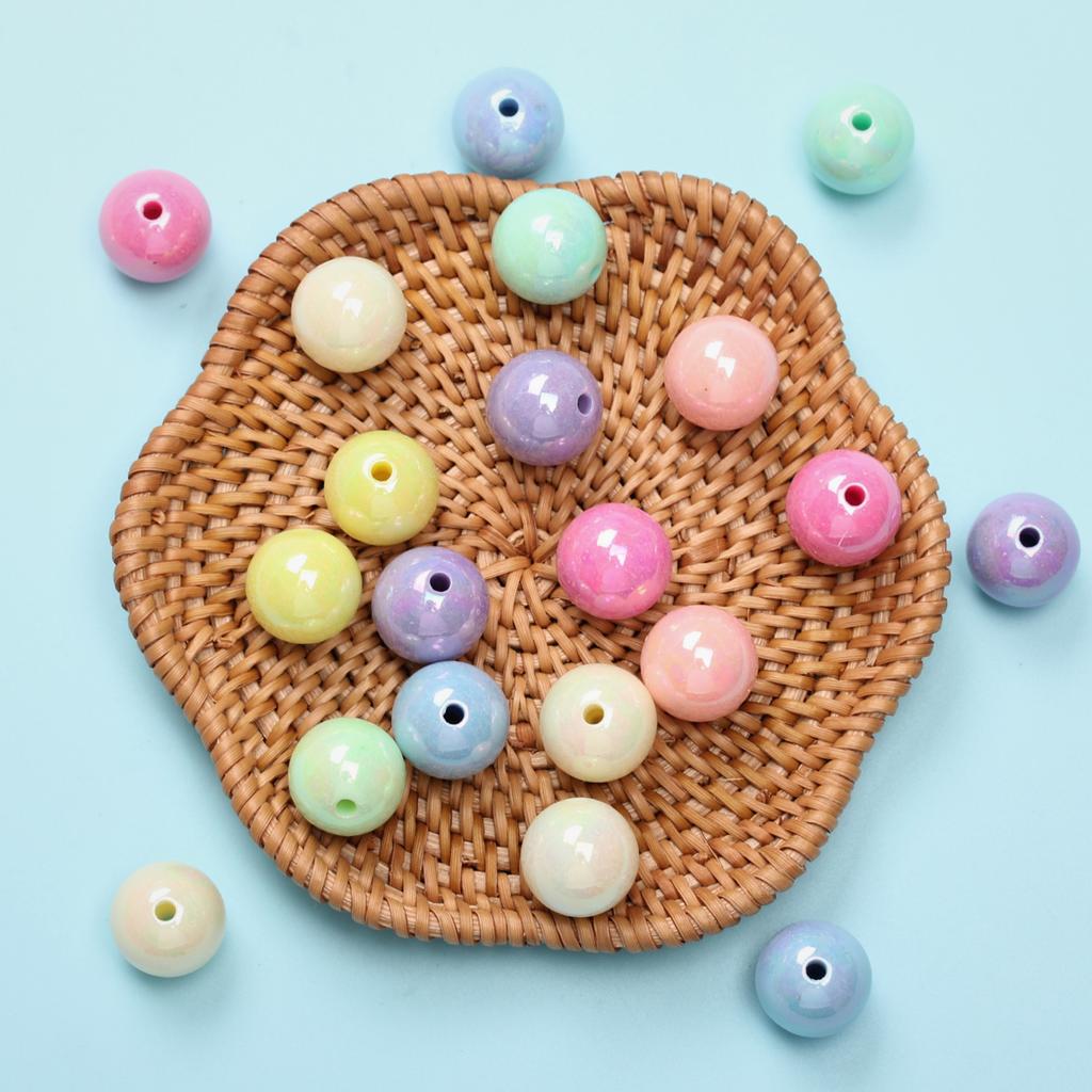 Unisex Fashion 20pcs 4mm Acrylic Bracelet Earring Accessories Jewelry Making Handmade Materials Fashion AB Magic Color DIY Round Loose Beads