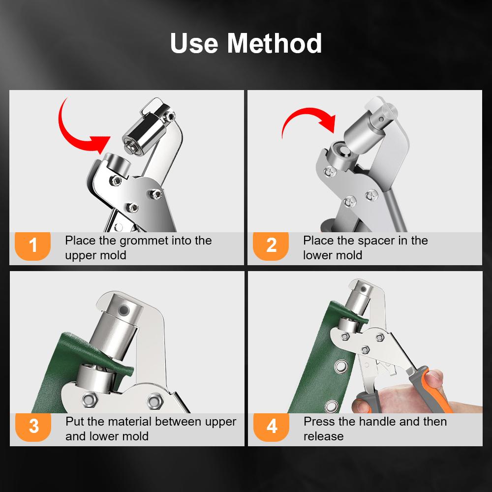 Leather Eyelet Puncher Metal Air Hole Rivet Plier Eyelet Installation Tool Grommet Eyelet Plier Kit Handheld Hole Punch 3/8 Inch 10mm