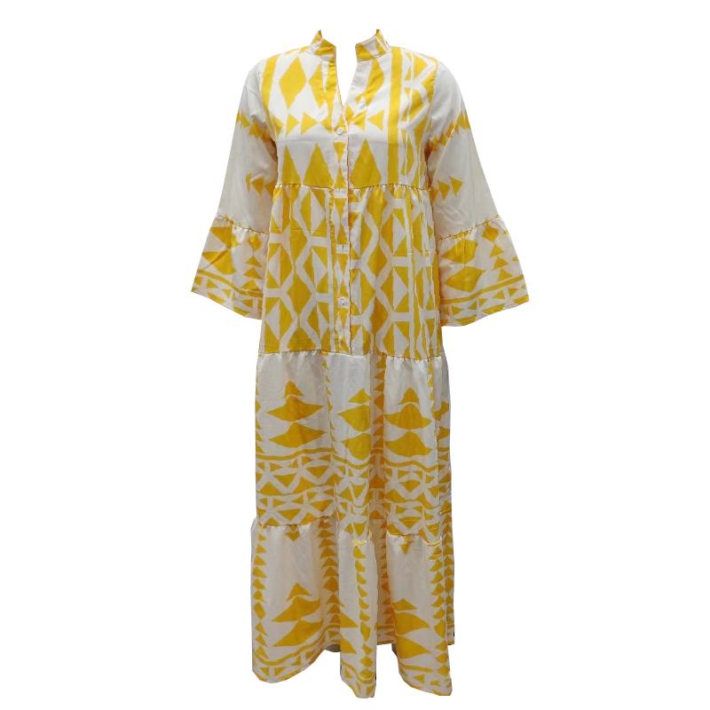 Элегантное платье макси, женское повседневное уличное платье, винтажное геометрическое платье с v-образным вырезом в стиле бохо, пляжные длинные свободные платья, женские платья, халат Ete Femme