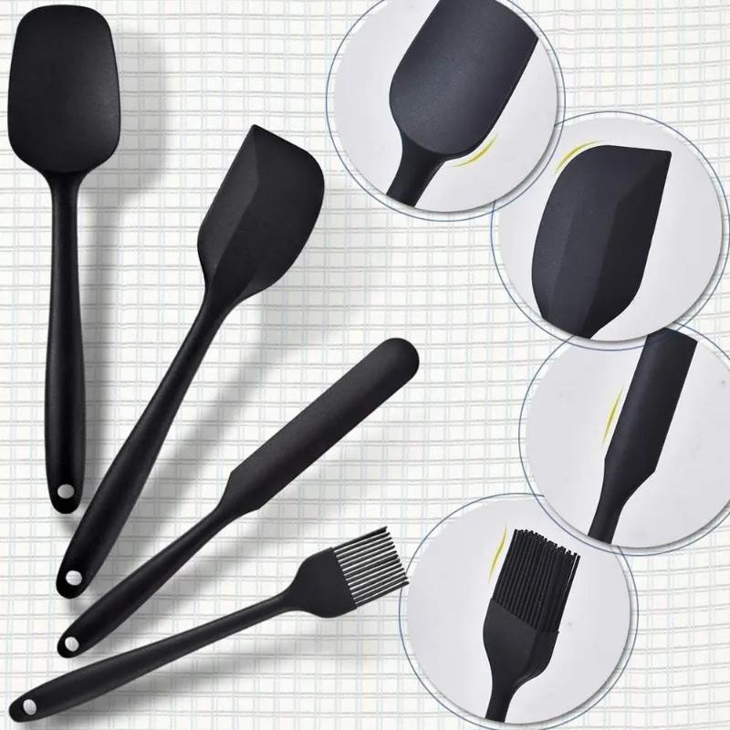 Silicone Spatula Set Food Grade Nonstick Heat Resistant Spatula Rotary Knife for Cooking Baking Stirring Baking Tools
