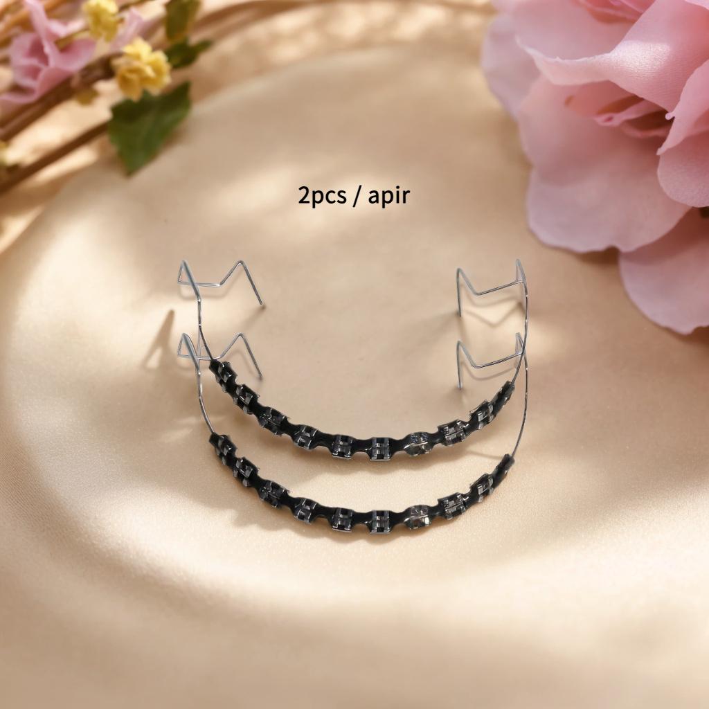 1 пара металлических зубных брекетов с крючками - стильные розовые и фиолетовые украшения для зубов для обучающих моделей, унисекс-аксессуары для мужчин и женщин