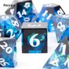 7 Pcs Dark Blue Resin White Number Sharp Edge Dice Polyhedral Dice Suitable for Role-Playing RPG    Board Game