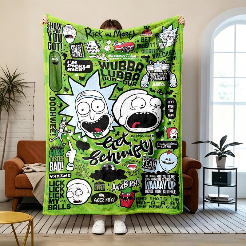 Rick and Morty Soft and comfortable flannel Suitable for sofas living rooms outdoor camping travel and also makes a great anniversary gif