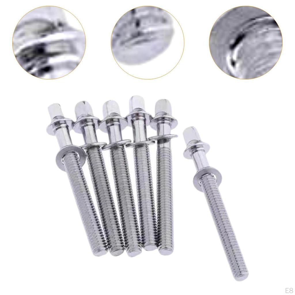 6 Pieces Drum Tension Rods Lug Bolts Screws for Percussion