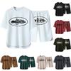 Men's Summer Solid Color Printed Short Sleeve Round Neck T-Shirt Shorts Set