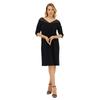 Женское платье больших размеров Lm84310 Креп с V-образным вырезом спереди и сзади, рукав три четверти