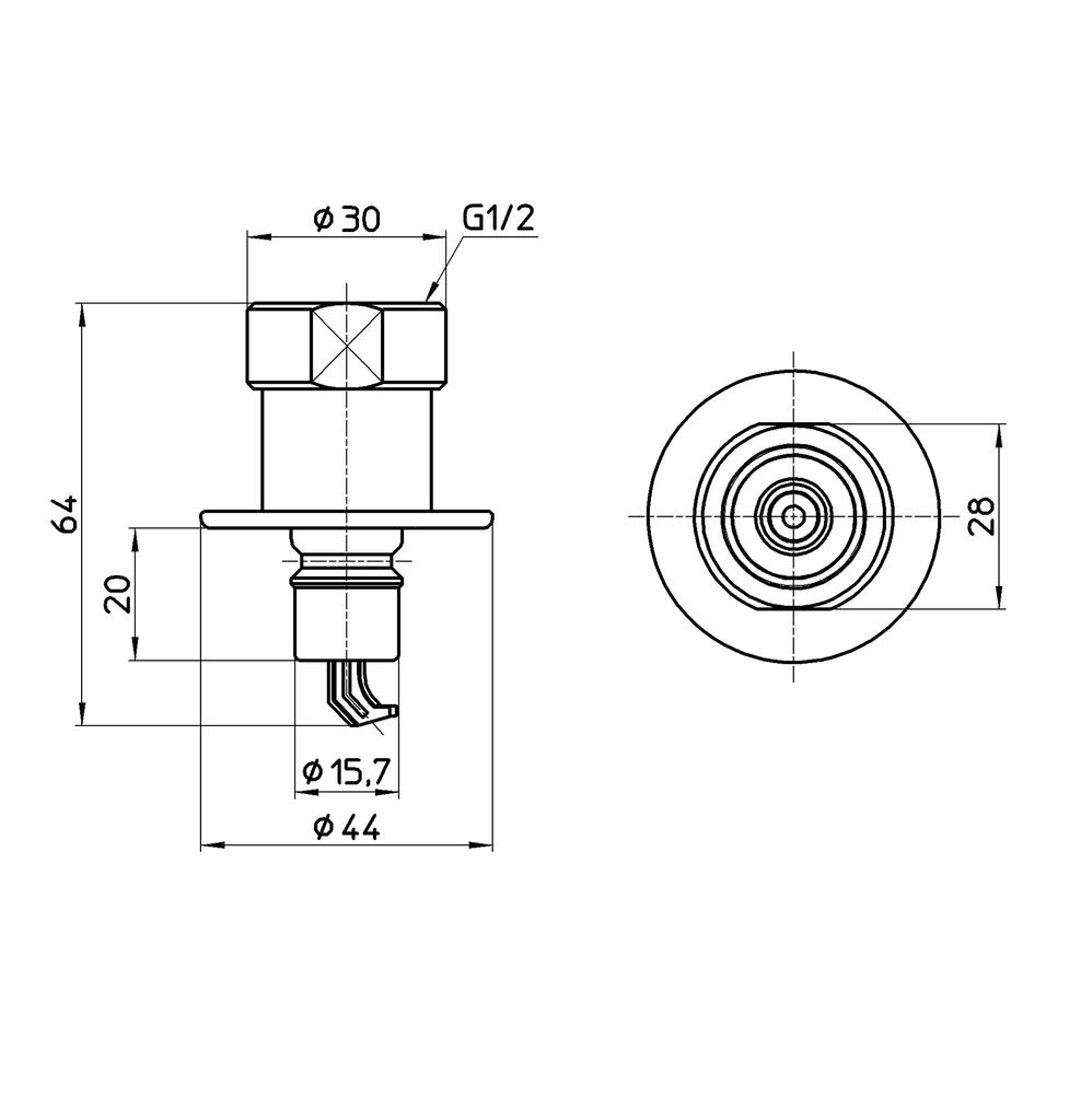 Ниппель для стиральной машины SANEI с функцией автоматической остановки для смесителей, съемный PT3320, серебристый, G1/2, однокнопочный