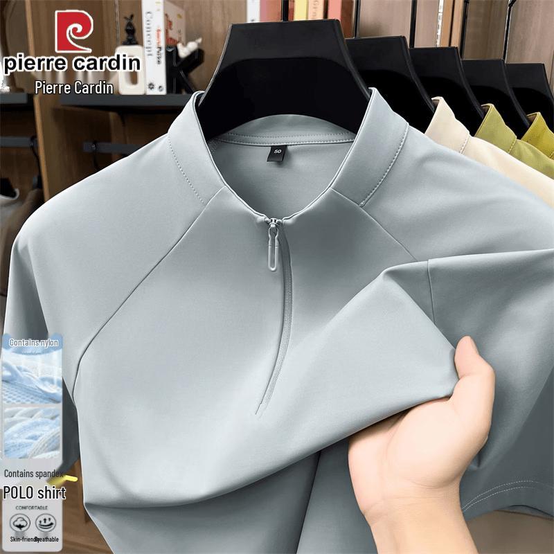 Pierre Cardin Men's Ice Silk Stand Collar T-Shirt