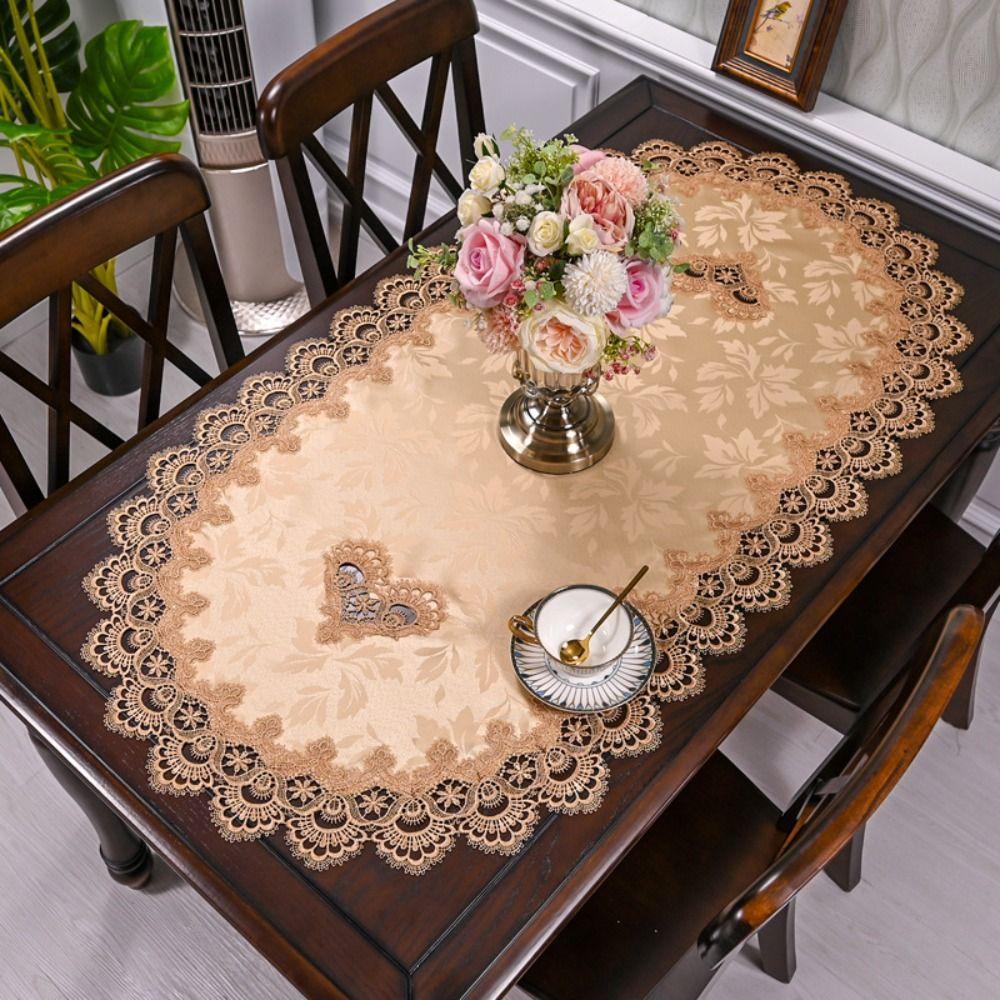Цветочная вышивка овальная кружевная скатерть винтажная европейская обеденная скатерть чайный столик крышка дома