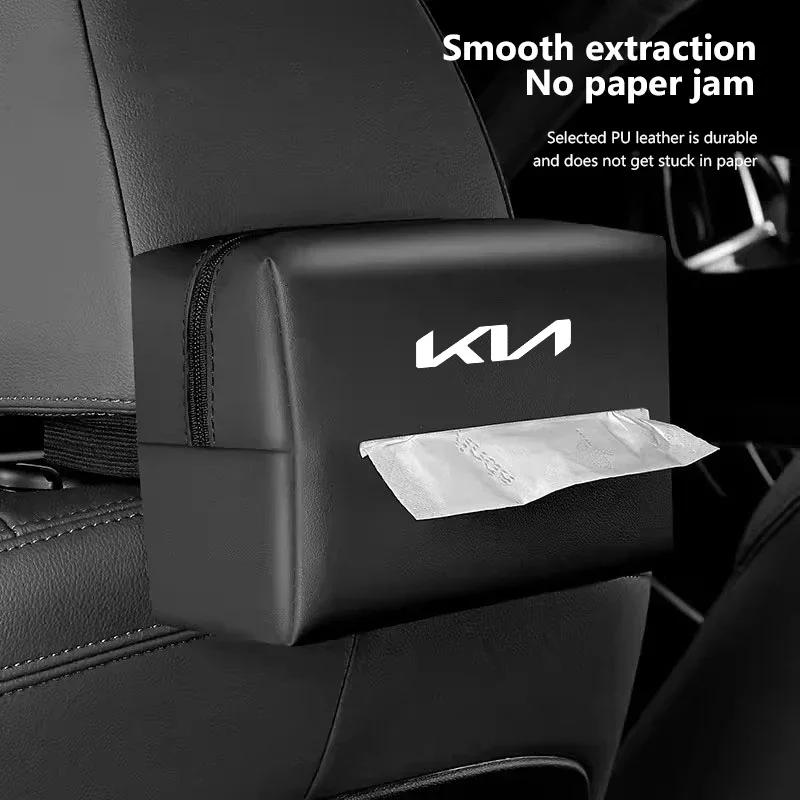 AABFT1 Car Tissue Organizer Bag Paper Towel Storage Box Accessories For KIA EV6 Sorento Niro Stinger Ceed Carnival K5 K9 Soul Carens VQ