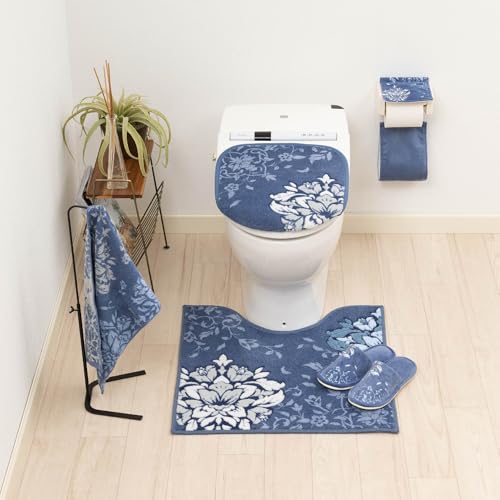 Senko DECORMUSEE Precious Toilet Mat, Approx. 60 x 60 cm, Navy Blue, Elegant, 30273
