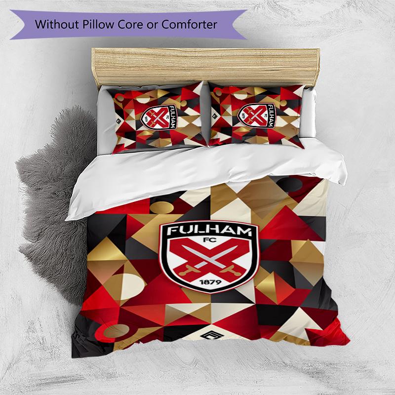 Fulham Football Printed 3 Pieces Bedding Set, Comfortable Skin Friendly Bedroom Duvet Cover Set