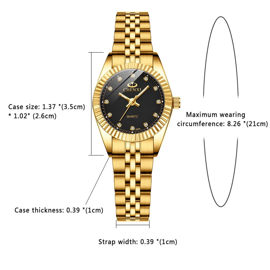 JEWELRYWE Quartz Analog Wristwatch with Luminous Casual Stainless Romantic Gift for Women and Couples Couple's Watch, Ultra-Thin Hands, Steel, Black,