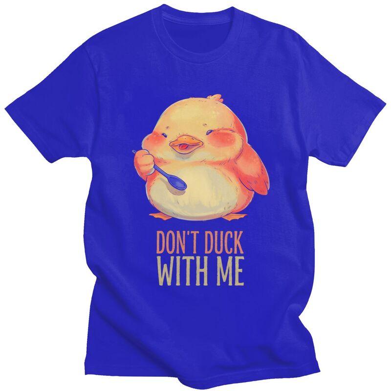 Dont Duck With Me Funny Duck T Shirt Unisex Women Short Sleeve Tshirts Casual Tee Tops Pure Cotton Loose Oversized Clothing