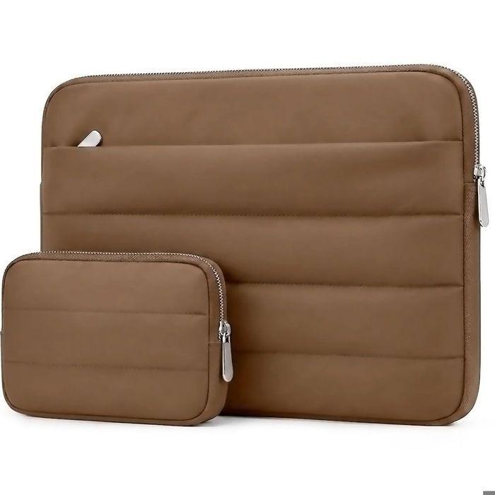 Housse Ordinateur Portable 14 Pouces avec Pochette pour MacBook Air Lenovo HP - Marron