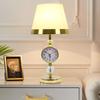 Европейская хрустальная настольная лампа для спальни с настольной декоративной прикроватной лампой с часами