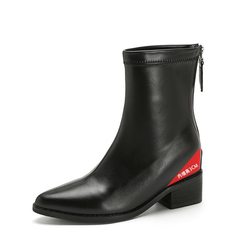 Fashion Fashion Soft Leather Women Ankle Boots High Heels Zipper Shoes Warm Winter Boots Women Pointed Toe Plus Size Short Boots 31-40