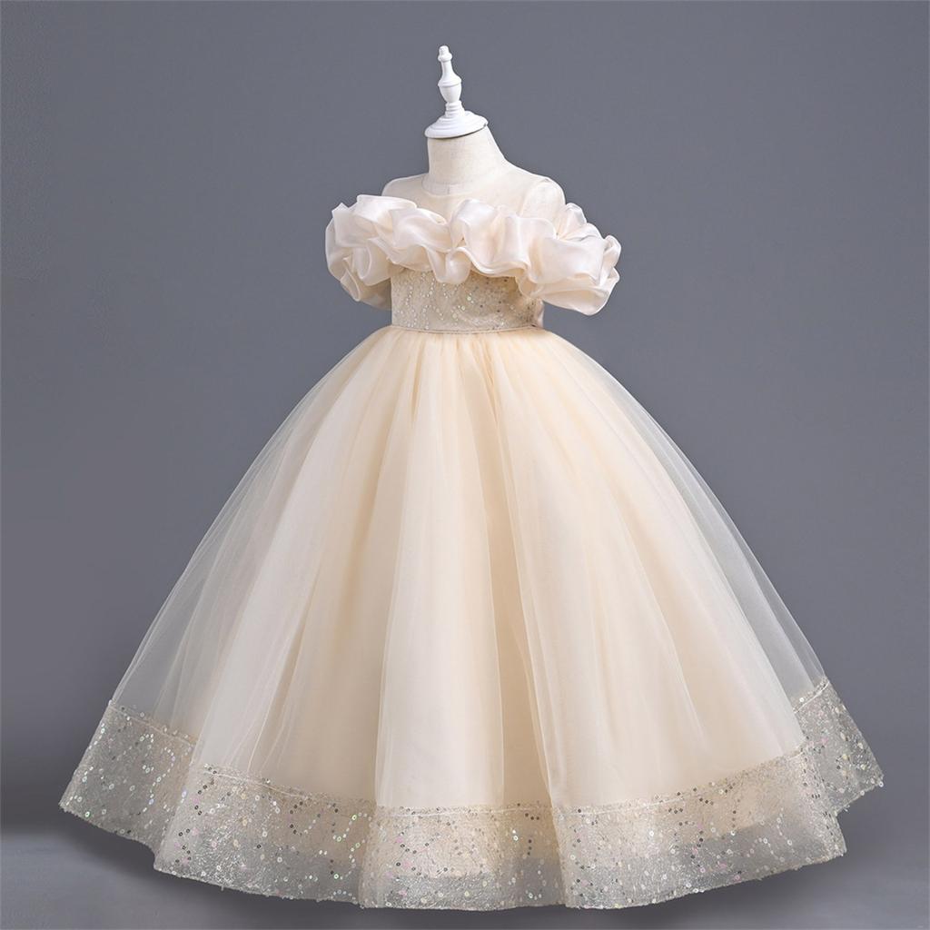 Детские платья, стильные платья принцесс, юбки с пайетками, костюмы для выступлений для детей среднего и старшего возрастаЮбки для девочек