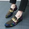 Модная весенняя деловая мужская обувь Золотые заклепки Взрослая нарядная обувь Слипоны Мужская обувь для вечеринки Формальная обувь Мужская повседневная обувь для свадьбы Zapatos